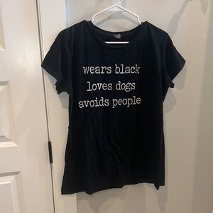 GUC Black Women’s Size XL Graphic T-Shirt Tee Shirt Top Loves Dogs Avoids People